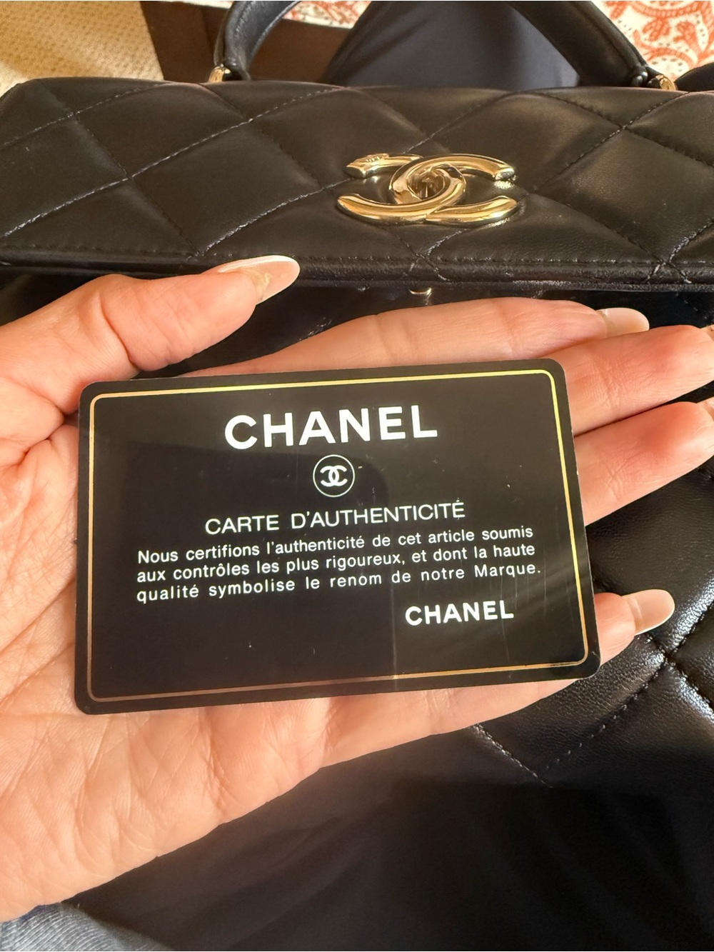 CHANEL Black Quilted Leather Satchel with Gold CC Hardware ; Small Trendy CC bag - Picture 6 of 10